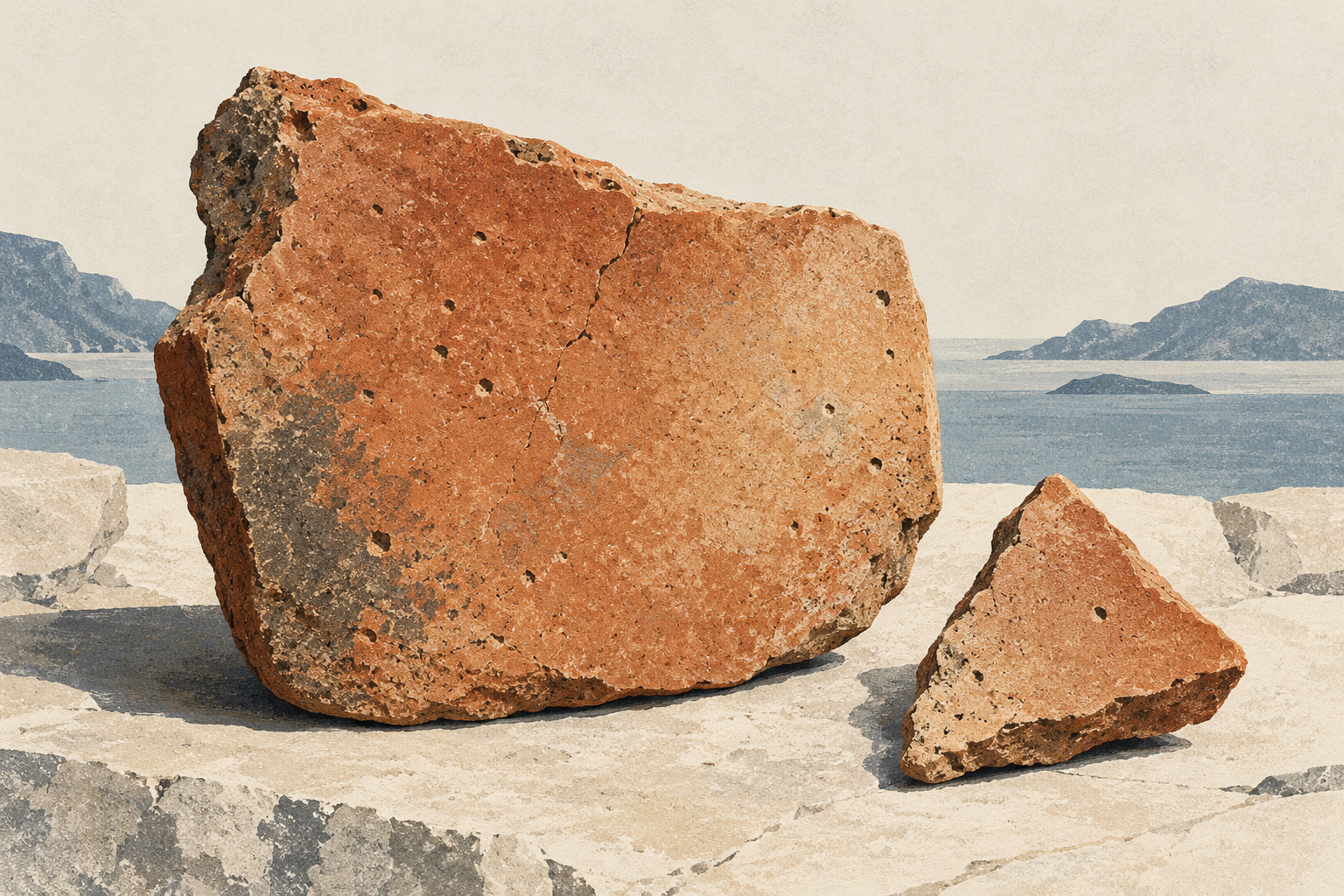 Concept illustration of uninscribed clay fragments.