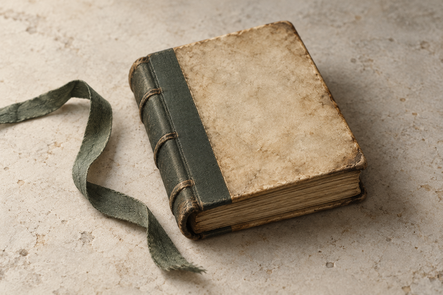 Concept illustration of a closed blank small codex and ribbon.